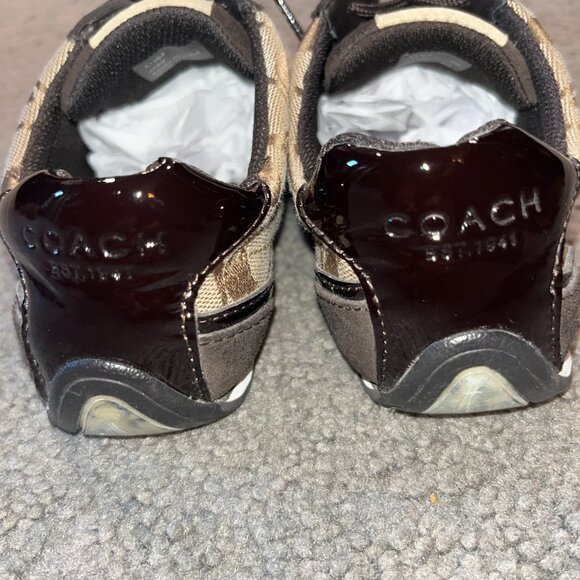 COACH JANE SIGNATURE LOGO BROWN & BEIGE SNEAKERINAS - BALLET FLAT SNEAKERS -5M - Picture 4 of 7